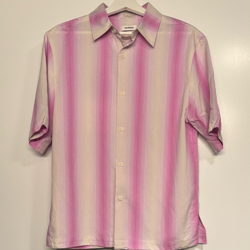 Sandro Pink and Cream Striped Men's Shirt